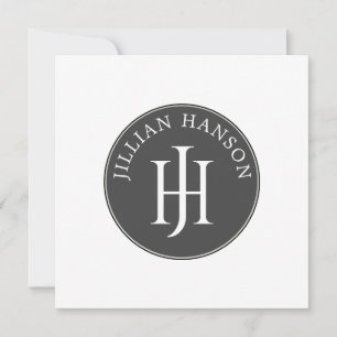 Carte De Correspondance Nom du monogramme personnel artistique Logo Noir B