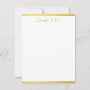Carte De Correspondance Nom du script de main d'or personnalisé Vertical