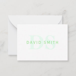 Carte De Correspondance Nom et monogramme modernes   Vert et blanc
