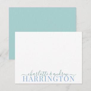 Carte De Correspondance Nom Mariage Monogram Pastel Bleu Et Vert