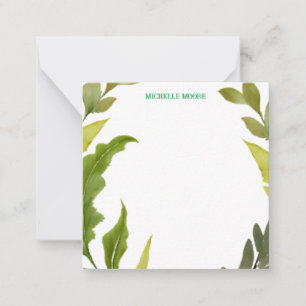 Carte De Correspondance Nom minimaliste moderne clair Vert floral