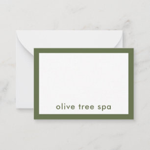Carte De Correspondance Nom minimaliste moderne de Spa vert olive