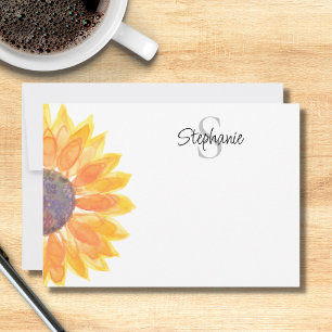 Carte De Correspondance Nom Monogram Sunflower