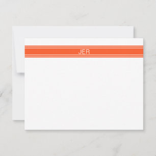 Carte De Correspondance Nom orange et blanc Monogramme Initiales