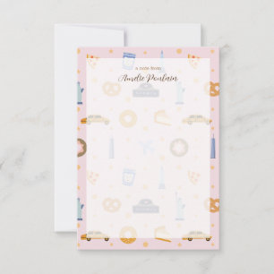 Carte De Correspondance Nom personnalisé adorable rose NYC à thème