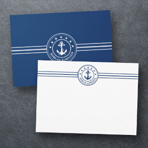 Carte De Correspondance Nom personnalisé Ancre de bateau Stars nautiques c