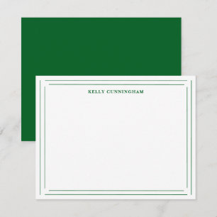 Carte De Correspondance Nom personnalisé Double Bordure – Vert forêt
