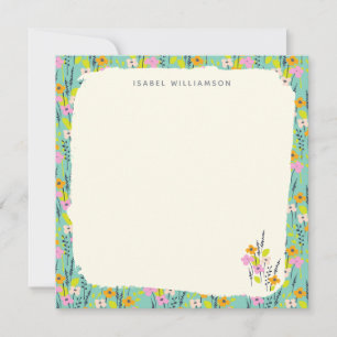 Carte De Correspondance Nom personnalisé Fleur sauvage Floral Garden Vert