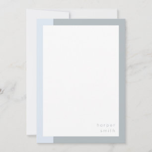 Carte De Correspondance Nom personnalisé minimaliste chic bleu gris