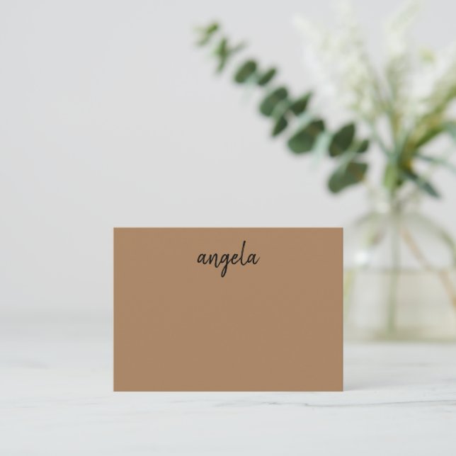 Carte De Correspondance Nom personnalisé moderne brun élégant (Debout devant)