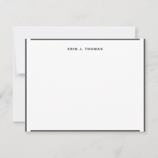 Carte De Correspondance Nom personnalisé Papeterie frontière gris foncé (Devant)
