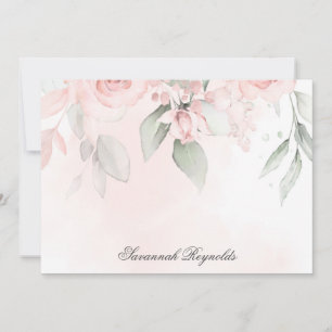 Carte De Correspondance Nom personnalisé PINK FLORAL ROSES Notepad Note
