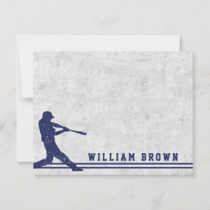 Carte De Correspondance Nom personnalisé silhouette de baseball bleu foncé