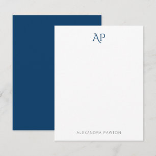 Carte De Correspondance Nom personnel bleu marine minimaliste