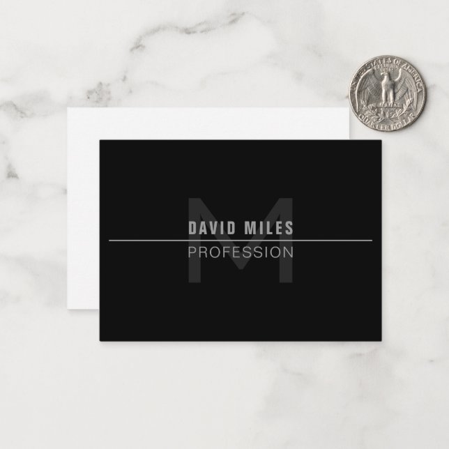 Carte De Correspondance Nom professionnel moderne Dark Grey (Devant/Arrière en situation)