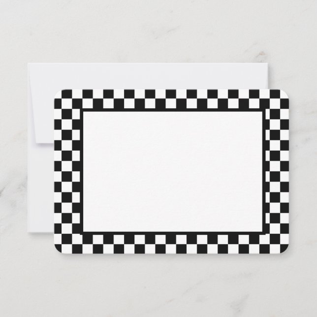 Carte De Correspondance Note Card-Black & White Checkers (Devant)