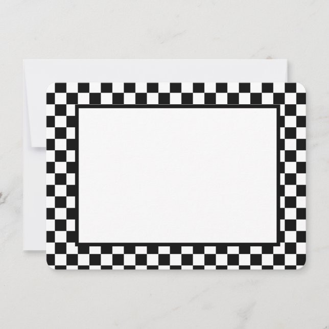 Carte De Correspondance Note Card-Black & White Checkers (Devant)