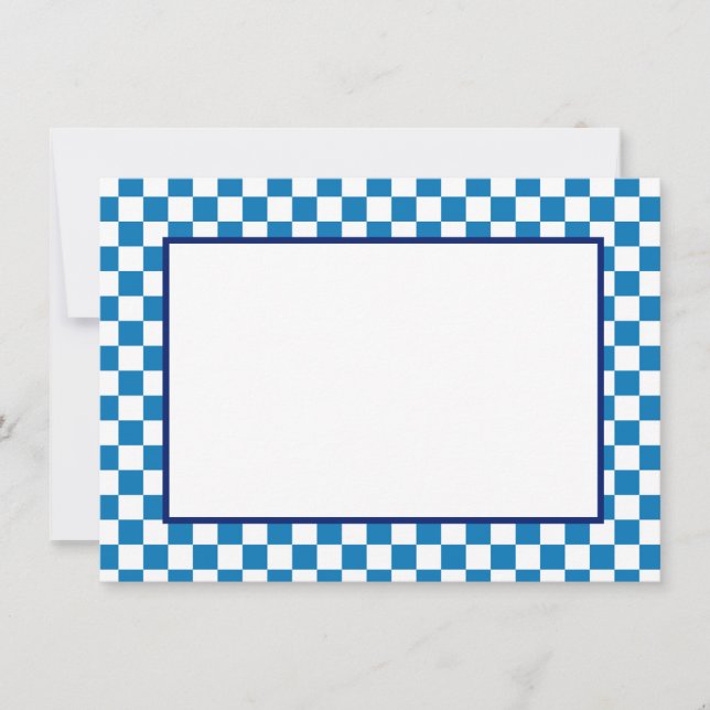 Carte De Correspondance Note Card-Blue & White Checkers (Devant)