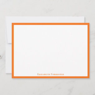Carte De Correspondance Note de bordure minimaliste simple orange citrouil