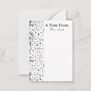 Carte De Correspondance Note de la musique Vintage noire et blanche