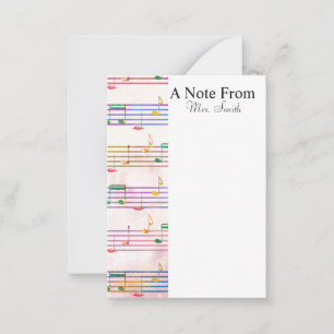 Carte De Correspondance Note Du Musicien De Notes De Musique Colorée