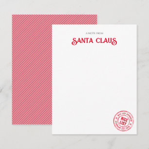 Carte De Correspondance Note Du Père Noël Liste Officielle Du NICE Approuv