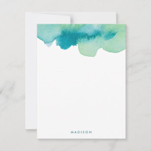 Carte De Correspondance Notes turquoises et vertes de Merci d'aquarelles