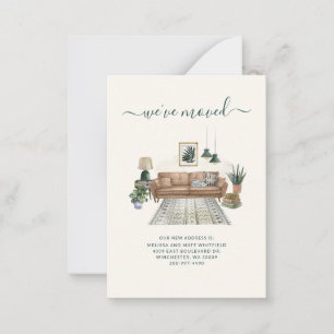 Carte De Correspondance Nous avons déménagé Boho Living Room Moving Faire-