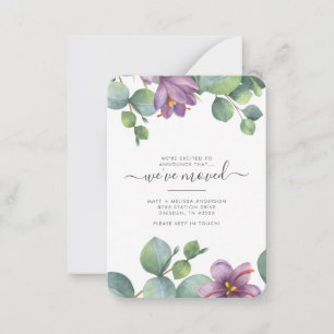 Carte De Correspondance Nous avons déménagé Eucalyptus Green Purple Foliag