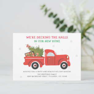 Carte De Correspondance Nous avons déménagé Noël Vacances Camion Rouge Dém