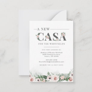 Carte De Correspondance Nous avons déplacé Floral Rustic New Casa Moving