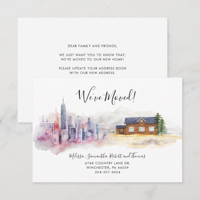 Carte De Correspondance Nous avons déplacé la ville vers le pays Faire-par (Devant / Derrière)