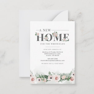 Carte De Correspondance Nouveau foyer Floral Changement d'adresse Déménage