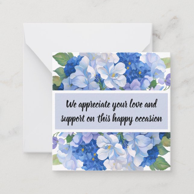 Carte De Correspondance Nuances de fleurs bleues (Devant)