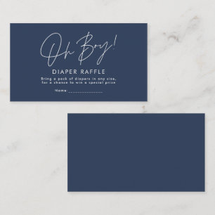 Carte De Correspondance oh garçon script navy bleu baby shower diaper tomb