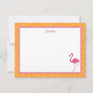 Carte de correspondance orange à pois rose tropica