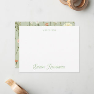 Carte De Correspondance Orange Boho Fleur sauvage Motif Script