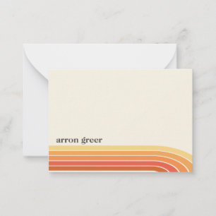 Carte De Correspondance Orange Boho Retro Stripes