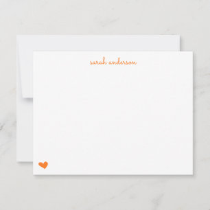 Carte De Correspondance Orange Doodle Heart papeterie personnalisée
