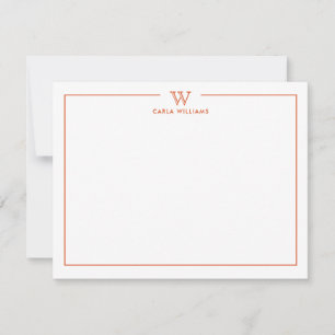 Carte De Correspondance Orange Formal Classic Famille Monogramme Minimal