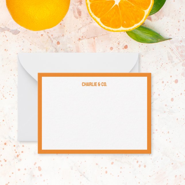 Carte De Correspondance Orange minimaliste, Bordure unique, personnalisati (Créateur téléchargé)