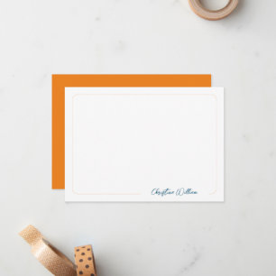 Carte De Correspondance Orange Script calligraphie Bordure arrondie classi