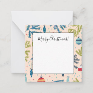 Carte De Correspondance Ornements de Noël à l'ancienne suspendus aux arbre