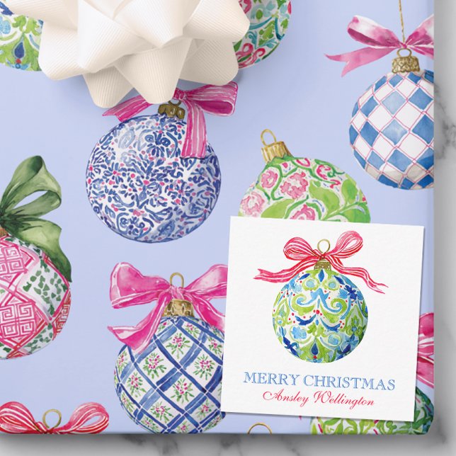 Carte De Correspondance Ornements Préppy Christmas Baubles (Créateur téléchargé)