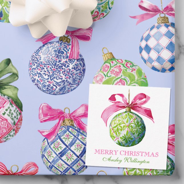 Carte De Correspondance Ornements Préppy Christmas Baubles (Créateur téléchargé)