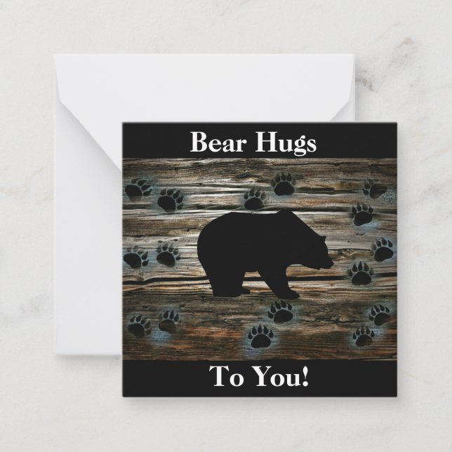 Carte De Correspondance Ours Noir Ours Noir Pâtes Bois Rustique (Devant)