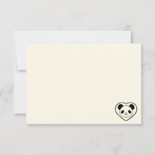 Carte De Correspondance Ourson Panda Mignon Dessin Animé Crème Blanc Cassé
