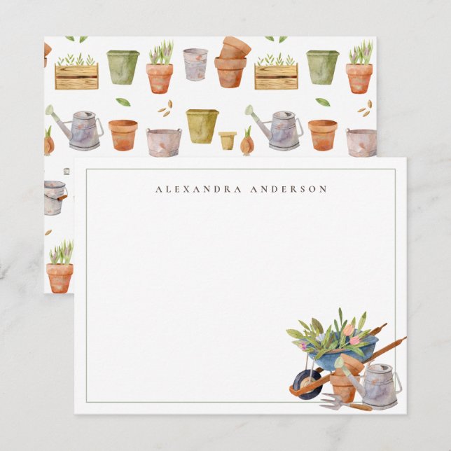 Carte De Correspondance Outils de jardinage Papier à lettres personnel Car (Devant / Derrière)