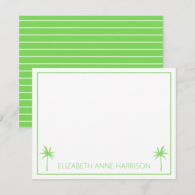 Carte De Correspondance Palmiers verts et blancs et bandes (Devant / Derrière)