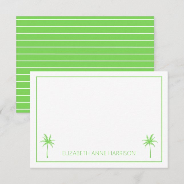 Carte De Correspondance Palmiers verts et blancs et bandes (Devant / Derrière)